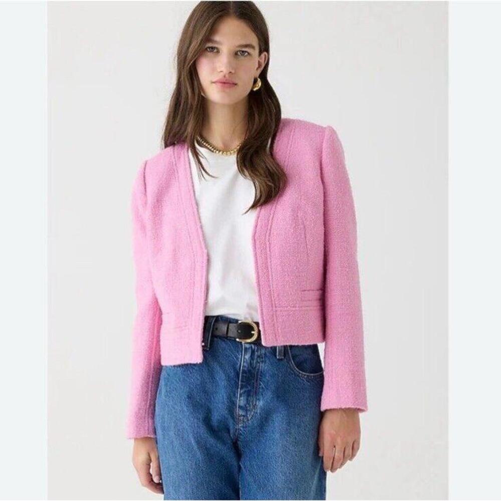 J. Crew Collarless Lady Blazer Jacket in Maritime Tweed Size 8